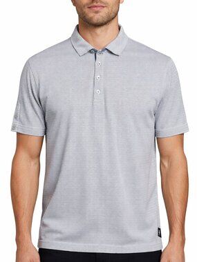 Ted Baker Polo Shirt Mens Size XL Gray Print Stretch Modern Preppy Golf Casual